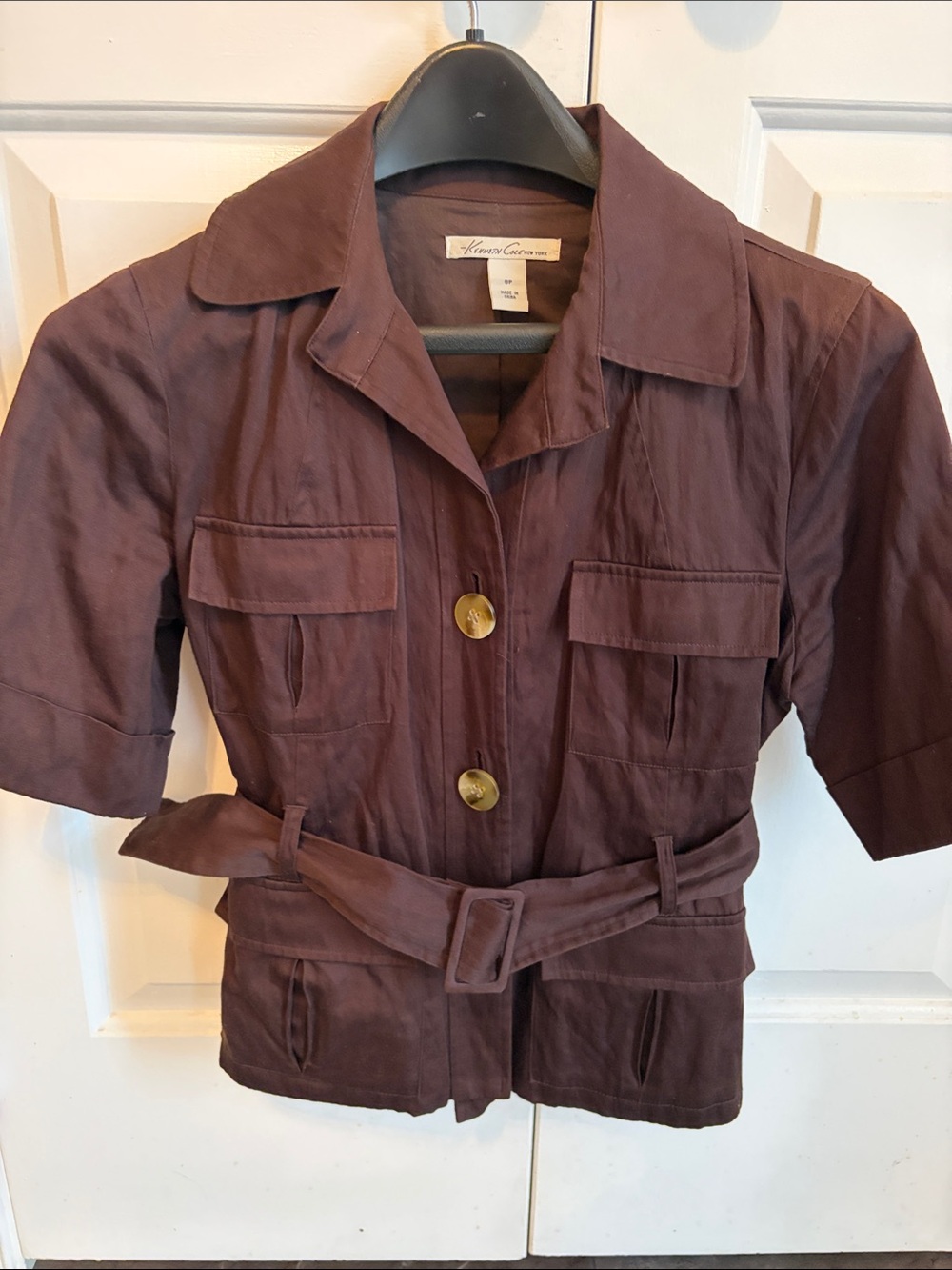Short Sleeve Coffee Colored Urban Safari Jacket